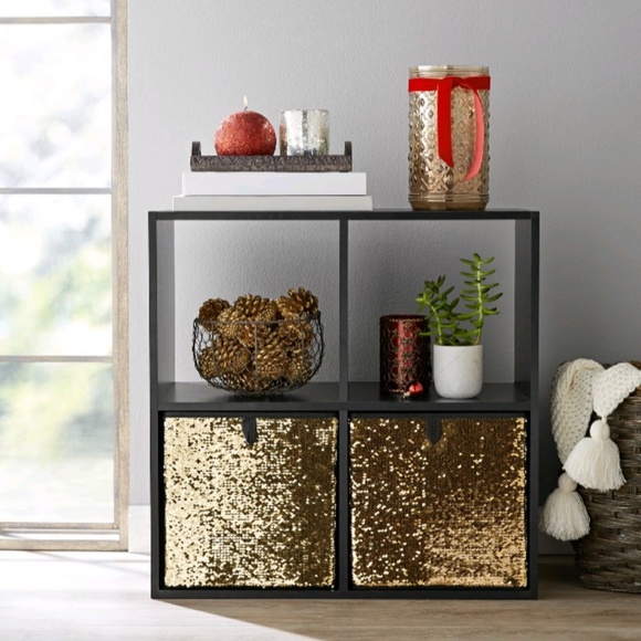 Reversible Sequin Collapsible Storage Cube Bins 2 - Picture 1 of 2